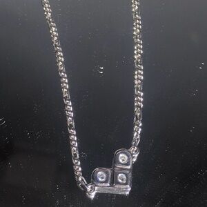 925 Silver Anklet with a Cuban Link Chain & a Heart Shaped Charm with Zircons